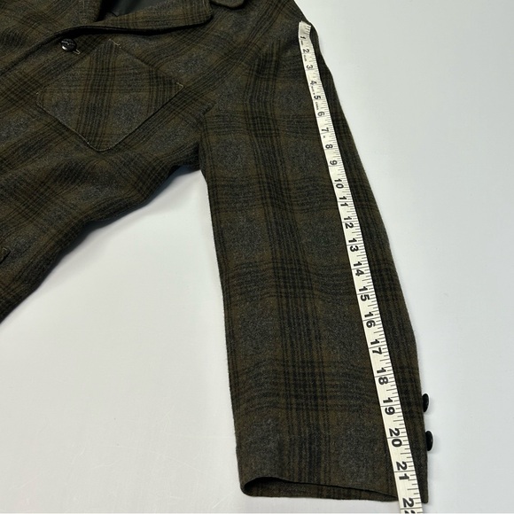 Vntg Womens Field Jacket Size L 100% Wool Buttons Plaid Shacket Grannycore - Picture 12 of 12